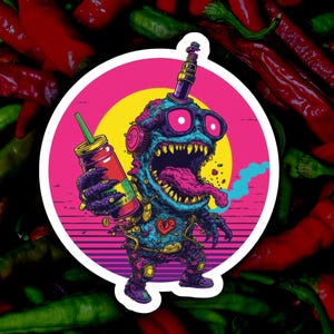 Gekke pittige sausmonstersticker - Hot Sauce Harold