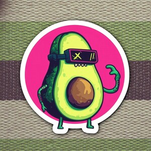 Avocado Dude - Adesivo Avocado per fanatici della realtà virtuale in stile fumetto vintage