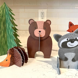 Woodland Animal Table Decor Cute Woodland Creatures Baby Shower Woodland Themed Birthday Centerpiece Fox Bear Hedgehog Raccoon Forest Friend