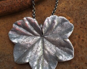 One-of-a-kind Geranium Leaf Pendant by URBINA DESIGNS - Sterling Silver