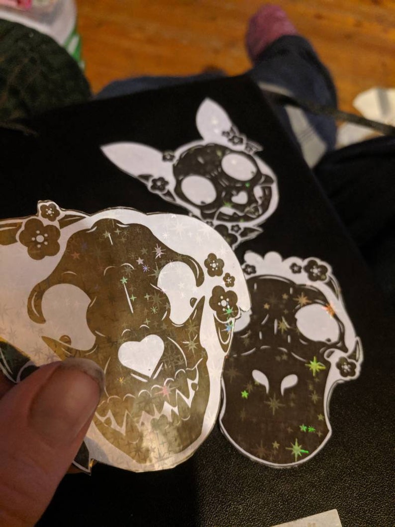 Sparkle vinyl skull Pok\u00e9mon sticker pack invert