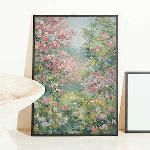 Druckbare abstrakte rosa Blumen Wandkunst, Blush Pastell Blumen Poster, Blumen Kunstdruck, Vintage Ölgemälde, Preppy Dekor, Geschenk für Sie