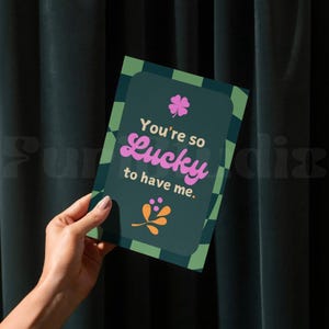 Cartão de amor para impressão | Cartão com citação de sorte | Cartões de felicitações da moda | Cartões criativos engraçados | Download digital
