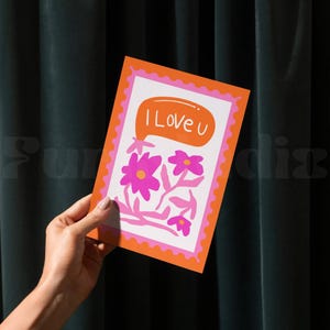 Druckbare Karte zum Valentinstag | Ich liebe U Karte | Trendige Grußkarten | Kreative Karten | Digitaler Download