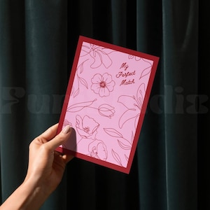 Cartão de flores silvestres para impressão | Cartão de flores silvestres | Meu cartão de combinação perfeita | Cartões de felicitações da moda | Cartões criativos | Download digital