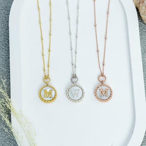 18K Gold Filled Mother of Pearl Initial Necklace, Letter Necklace, Initial Necklace, Name Necklace, Custom Necklace, Layering Necklace