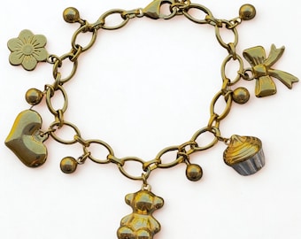 Nostalgic Kidcore Charms Bracelet – Stainless Steel, Minimalist, Kawaii, y2k Jewelry