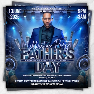 Father&#39;s Day Party Flyer, Father&#39;s Day Invitation Flyer, Best Dad Event Flyer, Party Flyer Template, Social Media Flyer, Instant Download