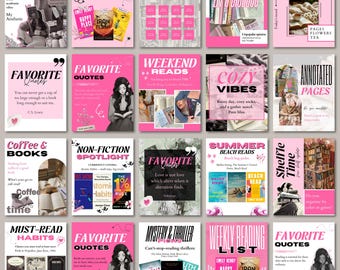 Aesthetic Bookstagram Template, Trendy IOS Cozy Bookish Instagram for Book Lovers,Authors,Readers,Influencer,Bloggers & Social Media Content