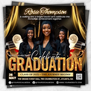Graduate Flyer, Graduation Party, Graduation Invitation, Grad She Did It Party, Class Of 2025 Flyer, Grad Announcement Flyer, Canva Template
