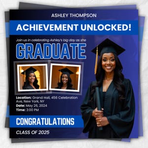 Graduate Flyer, Graduation Party, Graduation Invitation, Grad She Did It Party, Class Of 2025 Flyer, Grad Announcement Flyer, Canva Template