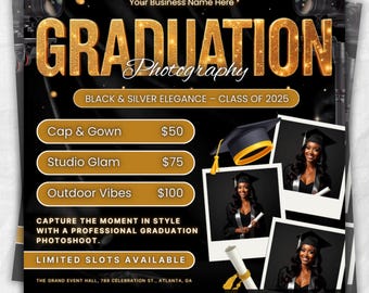 Graduation Photoshoot Flyer, Graduation Photos Flyer, Photographer Flyer, Grad Photo Shoot Flyer, Graduation Season Flyer, Canva Template,