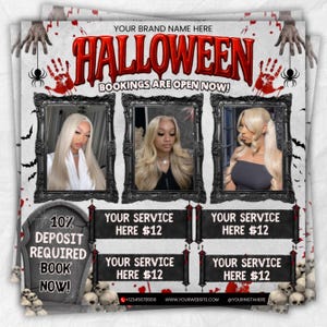 Halloween Booking Flyer, DIY Hair Lash Makeup Nail Appointments Available Flyer, October Booking Flyer, Social Media Flyer, Canva Editable