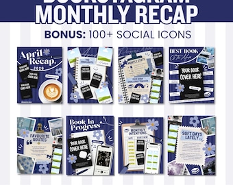 Bookstagram Monthly Reading Recap Templates, Book Review Instagram Posts, Cozy Post for Book Lovers, Authors & Bloggers Social Media Content