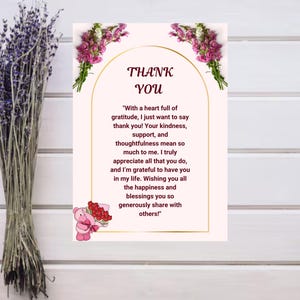 Plantilla de tarjeta de agradecimiento editable / Descarga instantánea, personalizable, imprimible, tarjeta de regalo personalizada, boda, baby shower, cumpleaños
