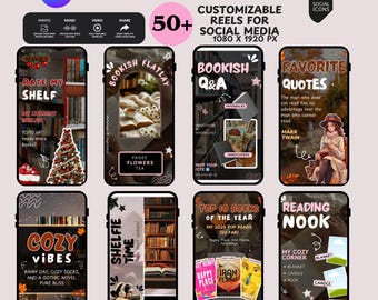 Estetyczne i przytulne rolki Bookstagram dla autorów, miłośników książek, influencerów i twórców treści, pakiet marketingowy Canva dla autorów Bookstagram