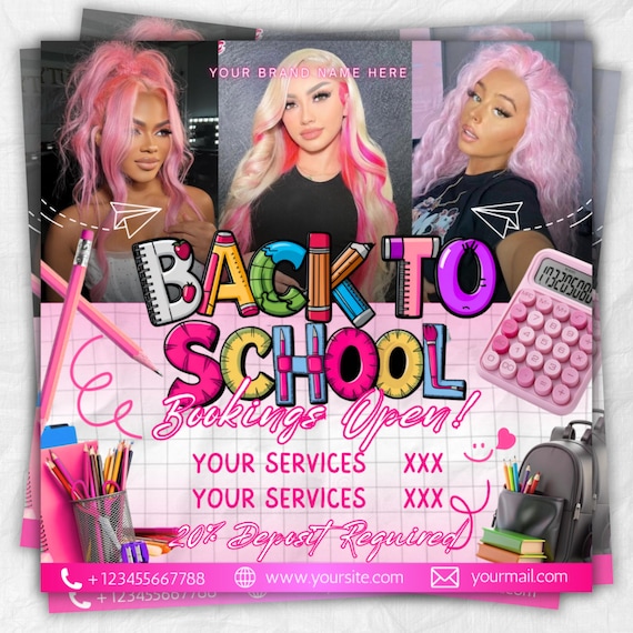 Back To School Flyer, Back to school sale flyer, Back to school Hair flyer, DIY canva template, Back 2 School Flyer, Braid Special Flyer