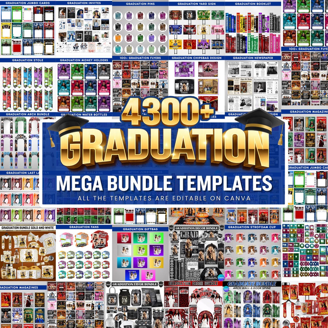 4300+ Graduation Mega Bundle Templates,class of 2026 Grad Party Bundle ...