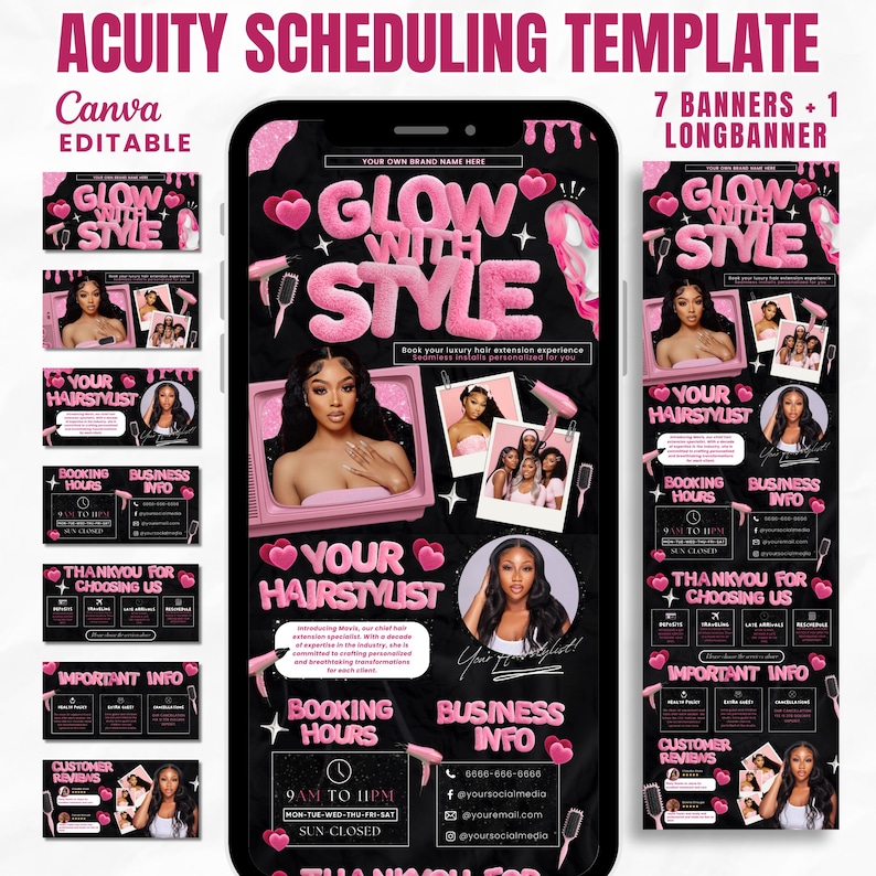 Black and Pink Acuity Scheduling Template for Hair Stylists, Lash Techs ...