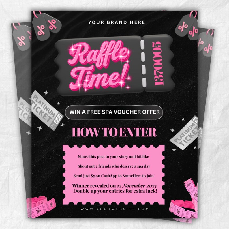 Spa Raffle Referral Editable Raffle Flyer Template for Giveaways & Contests | DIY Beauty ...