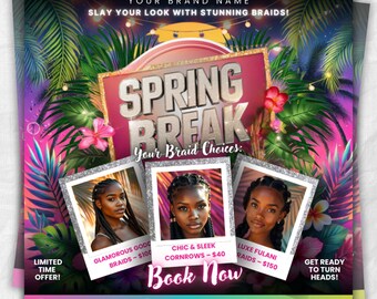 Spring Booking Flyer, Spring Sale, Spring Break Sale Flyer, DIY Flyer Template Design, Spring Flyer, Hair Lash Nail Makeup Braids Wigs Canva