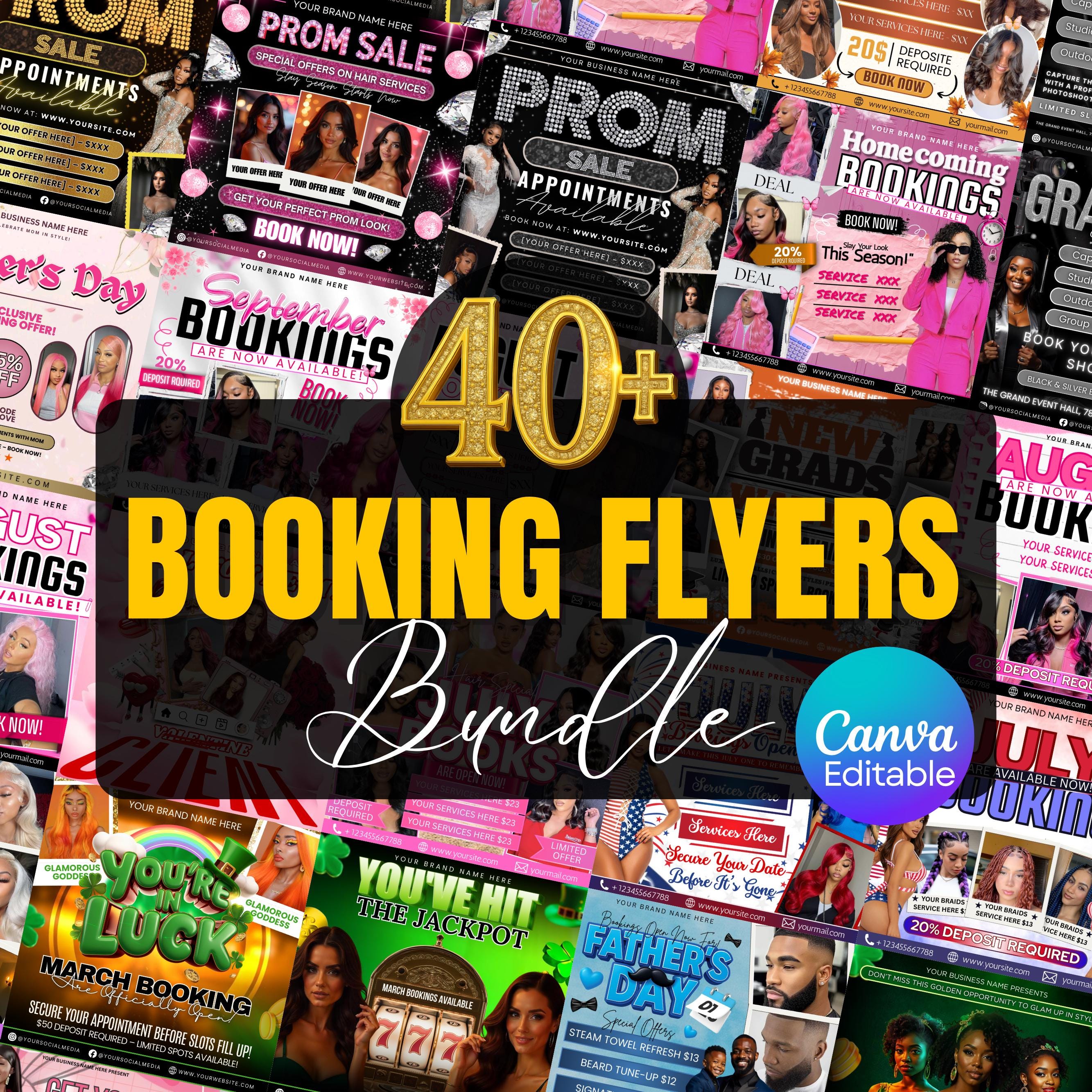 オールインワンの予約チラシバンドル、月間予約チラシ、ヘア、まつ毛