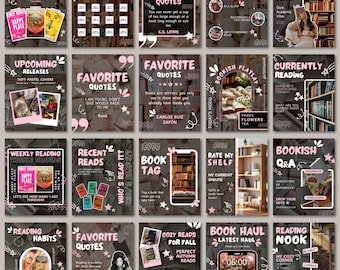 Aesthetic Bookstagram Template, Trendy IOS Cozy Bookish Instagram for Book Lovers,Authors,Readers,Influencer,Bloggers & Social Media Content