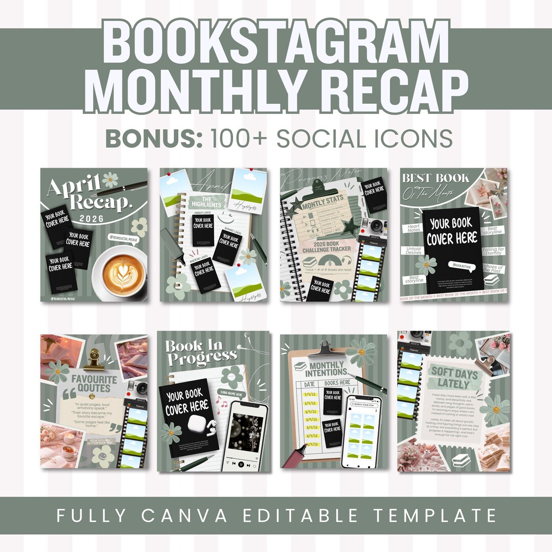 Layout For Recap Posts Bookstagram Monthly Reading Recap Templates, Book Review Instagram ...