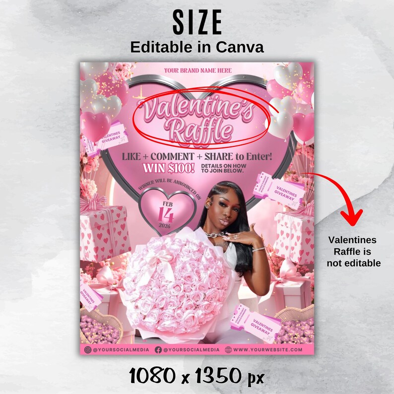 Valentine Raffle Creation Raffle Flyer for Valentines Day, DIY Flyer Template Design, February ...