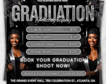 Graduation Photoshoot Flyer, Graduation Photos Flyer, Photographer Flyer, Grad Photo Shoot Flyer, Graduation Season Flyer, Canva Template,