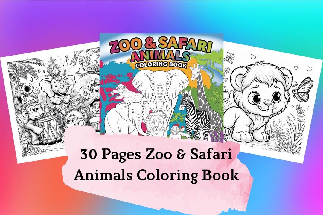 Zoo, Safari Animals Coloring Book for Kids, Adults – Fun Wildlife Pages ...