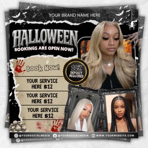 Halloween Booking Flyer, DIY Hair Lash Makeup Nail Appointments Available Flyer, October Booking Flyer, Social Media Flyer, Canva Editable