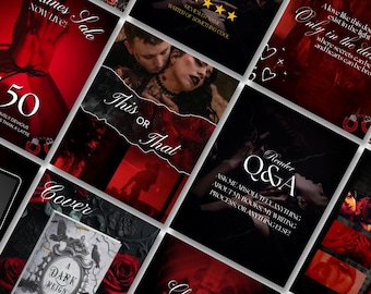 Bookstagram Template For Dark Romance,Romance Author Instagram Post,Book Marketing Canva Templates, Author Engagement Social Media Marketing