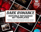 Dark Romance Bookstagram Template, Red And Black Instagram Templates For Dark Romance Author, Author Engagement Social Media Marketing Post