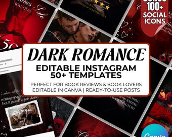 Dark Romance Bookstagram Template, Red And Black Instagram Templates For Dark Romance Author, Author Engagement Social Media Marketing Post