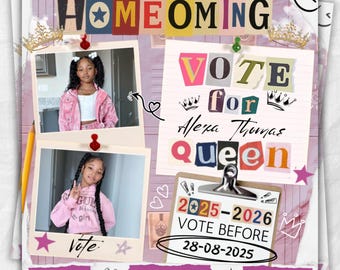 Homecoming Flyer, Vote Homecoming Queen Flyer, Campaign Flyer, Class Campaign Flyer, Election Flyer Prom Queen Flyer | DIY Editable Template