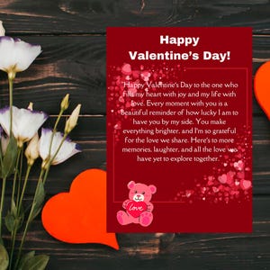 Carte romantique pour la Saint-Valentin - Un message sincère pour la personne que vous aimez, votre mari, votre femme, votre petite amie ou votre petit ami - Idée cadeau Saint-Valentin 2025