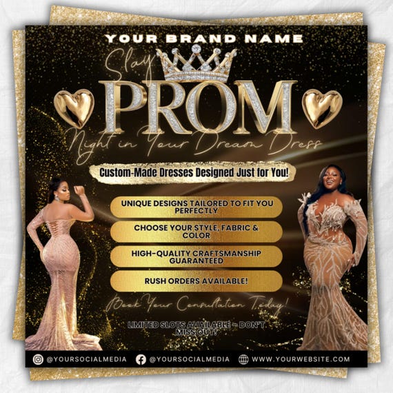 Prom Dress Flyer, Prom Flyer, Prom Flyer Template, Prom Dress flyer Template ,Prom Fashion Flyer,Prom Party Celebration Flyer Canva Template