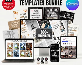 800+Bookstagram Templates,Bookish Social Media Kit,Instagram Posts,Carousel & Stories,Bookish Insta Reels for Book Lovers,Authors, Bloggers