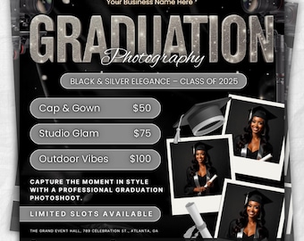 Graduation Photoshoot Flyer, Graduation Photos Flyer, Photographer Flyer, Grad Photo Shoot Flyer, Graduation Season Flyer, Canva Template,