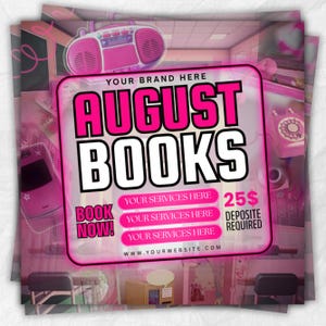August Bookings Flyer, August Bookings Available, Hair Flyer, August Appointment Flyer, August Calendar Flyer, Makeup, Booking Flyer