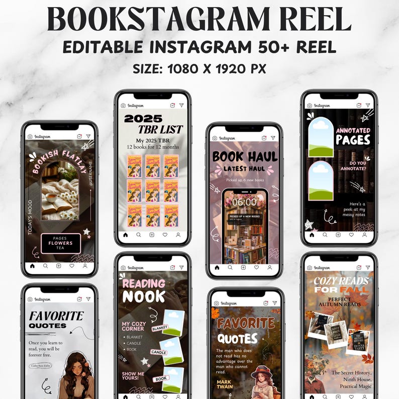 Bookstagram Template Instagram for Canva, Bookish Social Media Kit ...