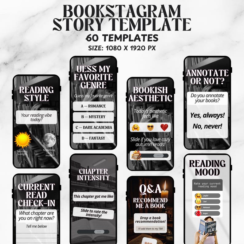 Bookstagram Template Instagram for Canva, Bookish Social Media Kit ...