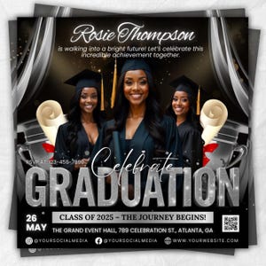 Graduate Flyer, Graduation Party, Graduation Invitation, Grad She Did It Party, Class Of 2025 Flyer, Grad Announcement Flyer, Canva Template