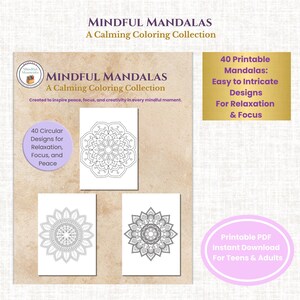 Mindful Mandalas Coloring Book – Printable Adult Coloring Pages – Relaxing Designs to Color