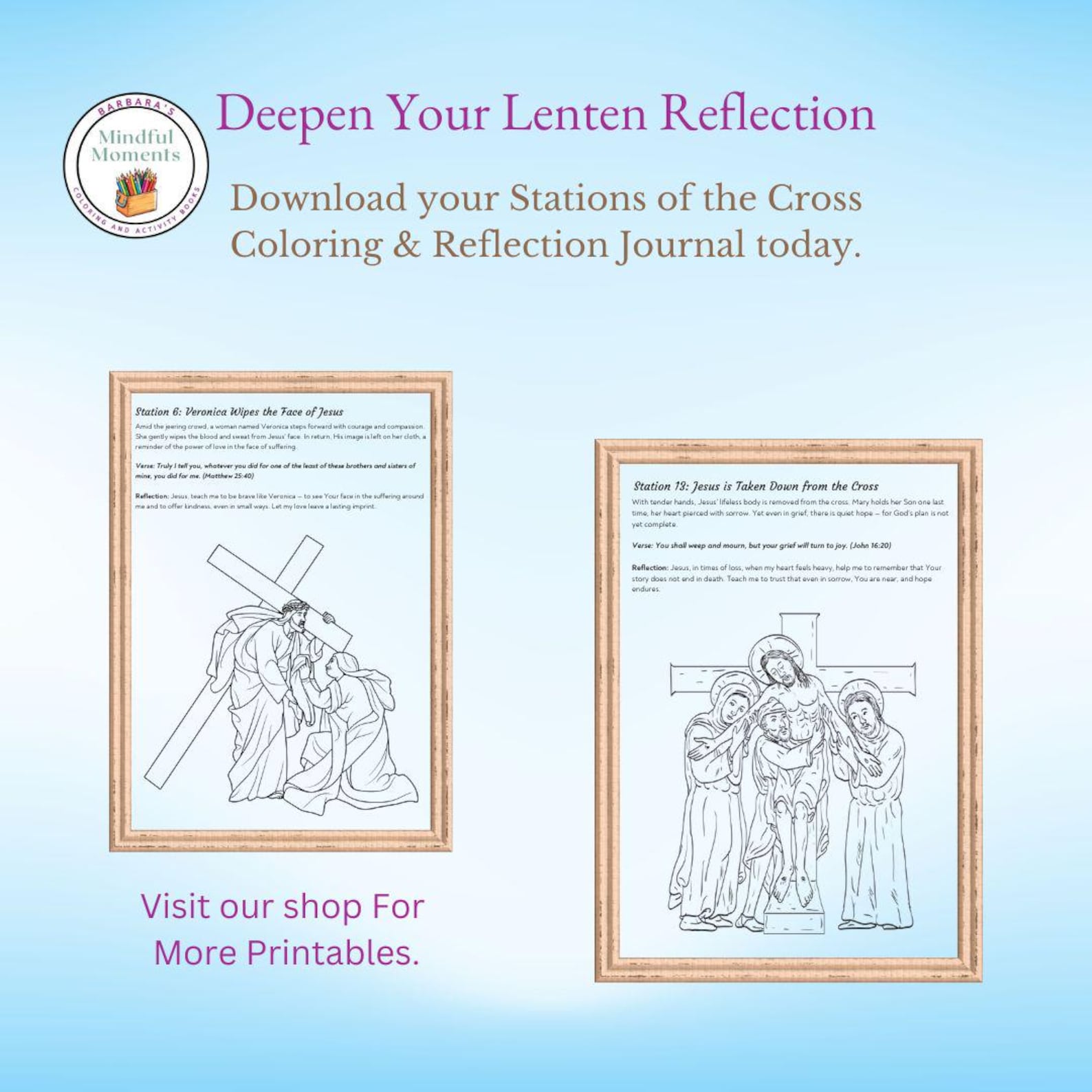 Stations of the Cross Coloring Journal: Catholic Lent Reflection ...