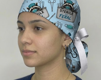 Bonnet de bloc opératoire stérile mais sauvage, bonnet de bloc opératoire raton laveur, cadeau humoristique pour infirmière de bloc opératoire, bonnet de bloc opératoire, bonnet d'infirmière chirurgicale