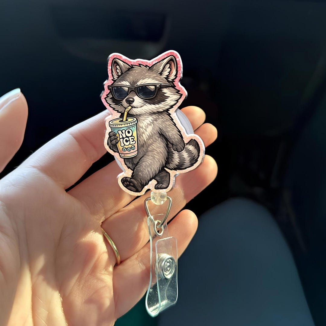 No Ice Raccoon Badge Reel, Resist Badge Holder, Anti MAGA Acrylic ID ...