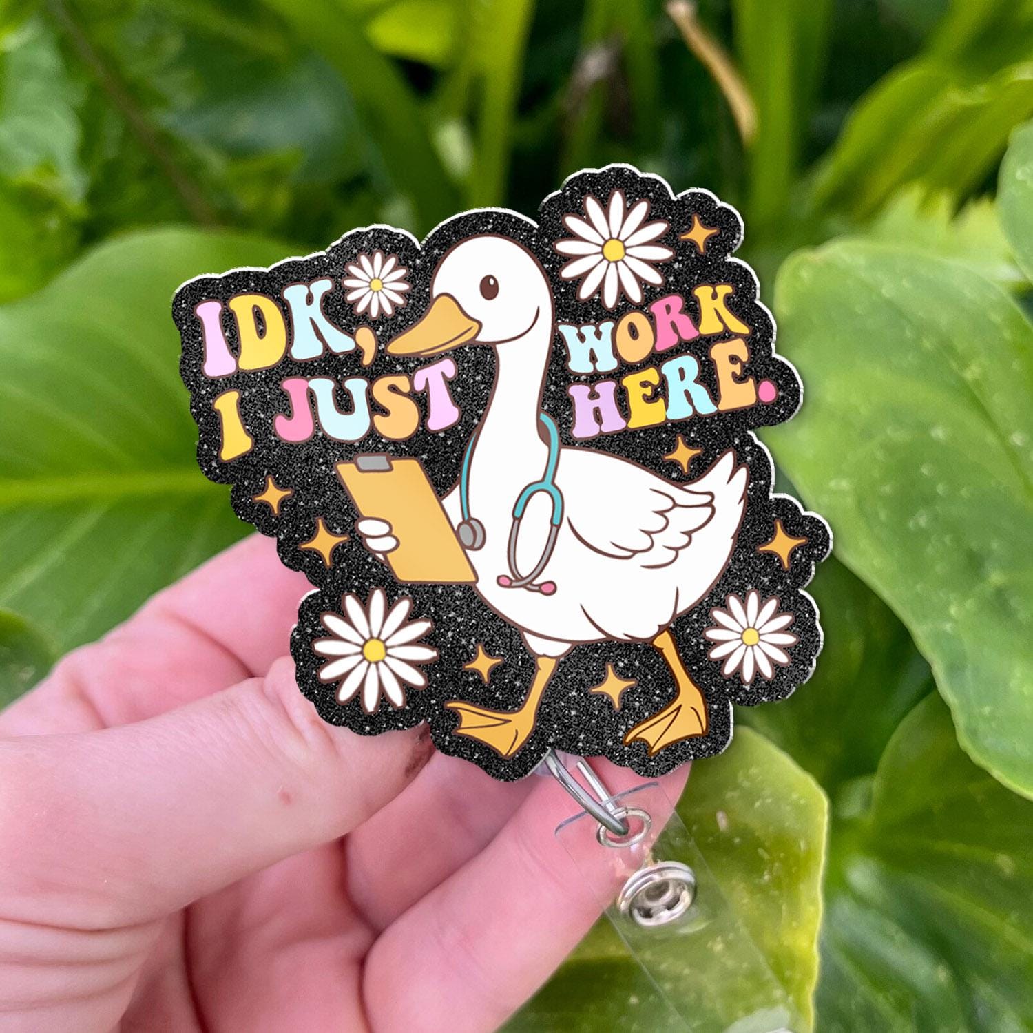 Goose Nurse Badge Reel – Idk I Just Work Here – Funny Retro Duck