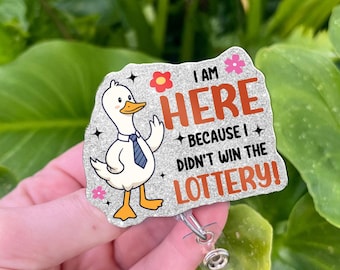 Funny Nurse Badge Reel: Cartoon Goose - Lottery Humor